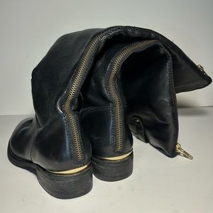 STEVE MADDEN BLACK LEATHER KNEE HIGH BOOTS SIZE 9 USED EXCELLENT CONDITION